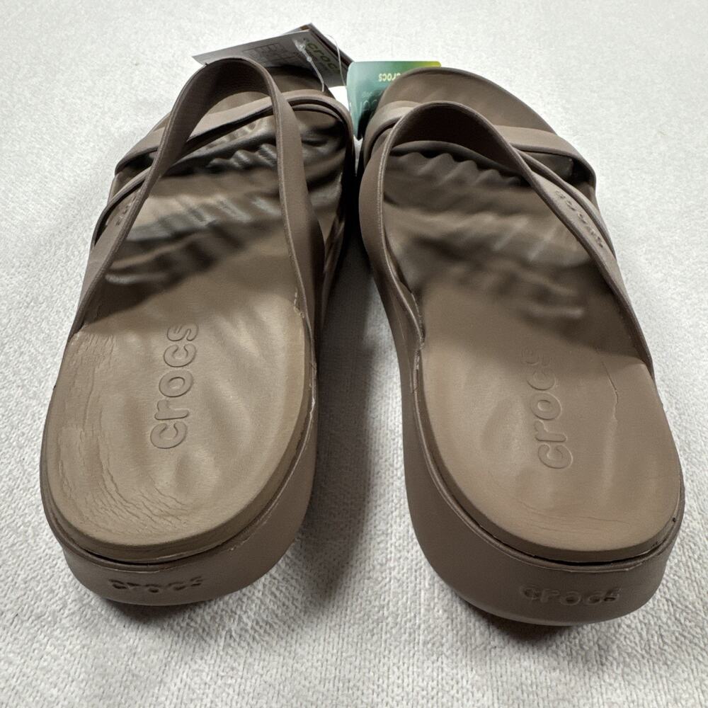 Crocs Getaway Strappy Slide Sandals Women's Sz#11 Truffle Brown Comfort Slip On - Picture 3 of 9